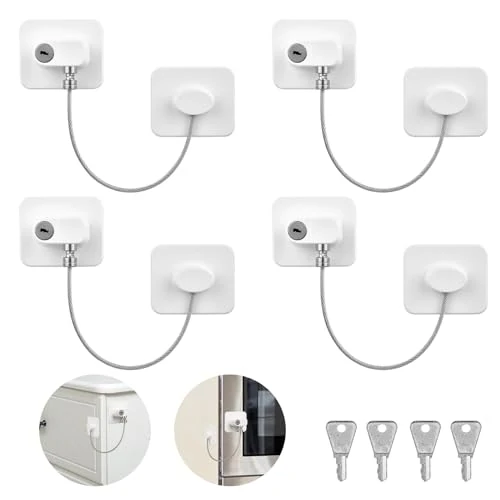 Limited offer: AiQInu Cupboard Locks for Children, Freezer Lock with 4 Keys, Child Proof Cupboard Locks, for Refrigerators, Washing Machines, Cupboards, Windows(4PCS) from 9.74 EUR to 9.35 EUR (save 4%)