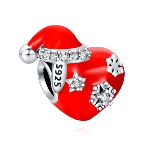 Offerta a tempo: Amuefer Cap natale Cuore rosso Charm Compatibili Bracciale Collana, Argento Sterling Ciondolo Compleanno Natale Gioielli Regali per le Donne Moglie Amici - 24% da 19.99 € a 15.19 €