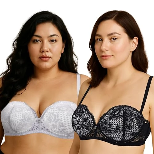 Offre limitée : Curve Muse Soutien-Gorge Ajoute 1+ Bonnet Dentelle-x2-Black,Light Gray-125D de 43.99 € à 43.99 € (0.00% de remise)