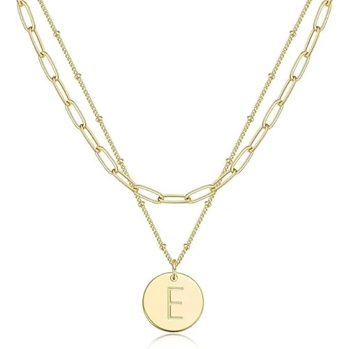 Offre limitée : Jenosy Initiale Collier Couches Femmes Collier Personnalisé Lettres Collier Nom A-Z Plaqué Or 18K Pendentif Rond Bijoux de Mode pour Femmes Filles, Medio, Laiton, Pas de gemme de 7.99 € à 7.99 € (0.00% de remise)