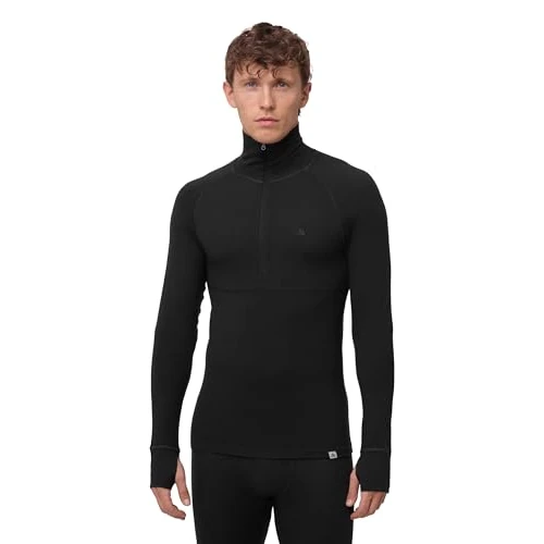Oferta limitada: DANISH ENDURANCE Camiseta Térmica Manga Larga para Hombre, Capa Base Lana Merino, con o Sin Cremallera, Negro, XL de 73.95 EUR a 37.95 EUR (ahorro 49%)