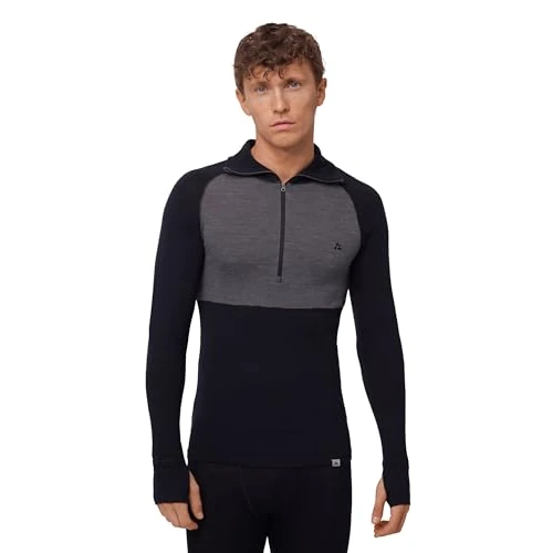 Oferta limitada: DANISH ENDURANCE Camiseta Térmica Manga Larga para Hombre, Capa Base Lana Merino, con o Sin Cremallera, Negro/Gris Oscuro, XL de 73.95 EUR a 37.95 EUR (ahorro 49%)