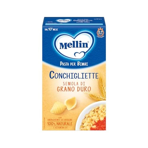 Mellin - Conchigliette - Pasta di Semola di Grano Duro e Vitamina B1, per Bimbi dal 10° Mese Compiuto - 1 Confezione da 280 grammi (Totale 280gr)