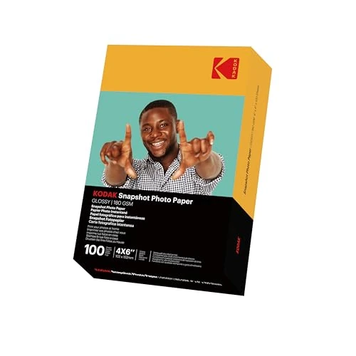 Offerta a tempo: KODAK Snapshot Photo Paper - Carta Fotografica Istantanea, Finitura Brillante, Confezione da 100 Fogli, Formato 102 x 152mm, 180 gsm, Compatibile con Stampanti a Getto d'Inchiostro - 0.00% da 7.99 € a 7.99 €
