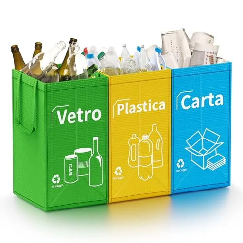 Opret Sacs de collecte différenciée 30L, 3 récipients de collecte différenciée intérieure, bacs différenciés par l'intérieur pour le recyclage du papier, du plastique et du verre