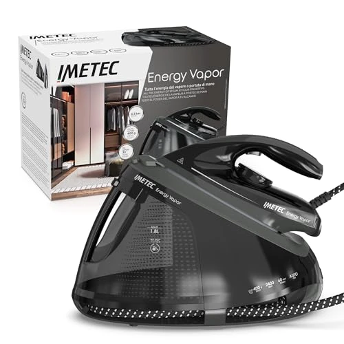 Imetec Energy Vapor, iron with steam generator, 6.5 BAR pump, 400 g steam, 2400 W, Fluid Ceramic sole, iron block, automatic shut-off, cleaning device, ECO technology