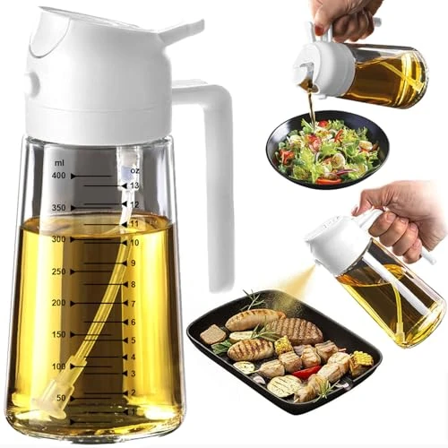 Offerta a tempo: TrendPlain Spruzzino Olio per Friggitrice Aria 470ml, Dosatore Olio 2 in 1, Oliera Spray per Cucina, Insalata e Aceto, Accessori Cucina senza BPA - Bianco - 5% da 11.99 € a 11.39 €