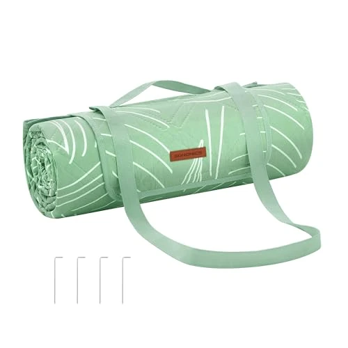 Offerta a tempo: SONGMICS Coperta Pic Nic Impermeabile, Telo da Picnic a 4 Strati con Picchetti, Plaid Antisabbia Pieghevole, 200 x 200 cm, per Spiaggia e Campeggio, Verde, Collezione Tommi GCM010C02 - 25% da 39.99 € a 29.99 €