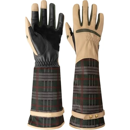 ACE Garden Glam rękawiczki ogrodowe dla kobiet – długie damskie rękawiczki ze skóry koziej – przeciw kolcom różanym i kolcom – XXL