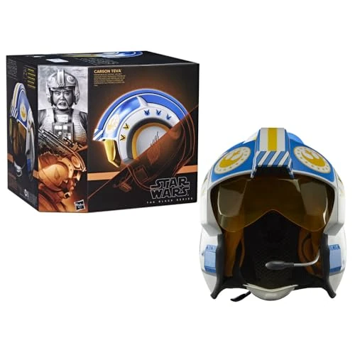 Hasbro Star Wars The Black Series, Casco Elettronico Premium di Carson Teva con LED ed Effetti Sonori di Ultima Generazione, per Ragazzi e Ragazze da 14 anni in su