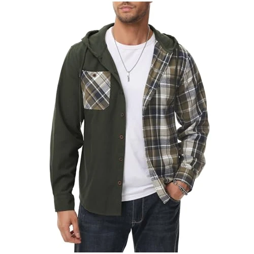 Beperkte aanbieding: SwissWell Heren Flanellen Overhemden Lange Mouw Plaid Shirt met Kap Casual Button Down Houthakkersoverhemden met Zak van 26.99 EUR naar 19.99 EUR (besparing 26%)