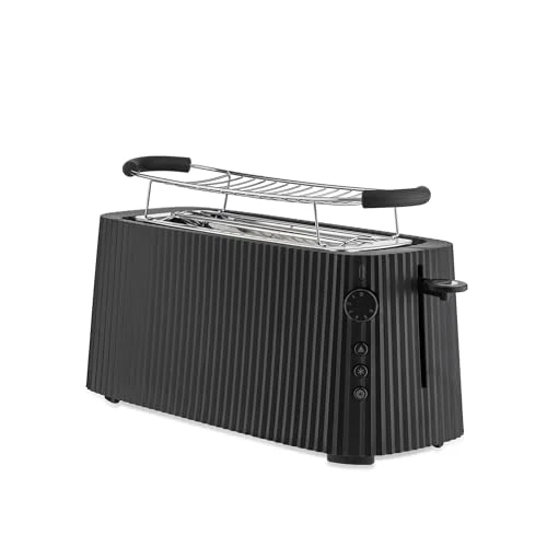 Begrenztes Angebot: Alessi Plissé MDL15 B - Langer Doppelfach-Toaster, aus Thermoplastischem Harz, Brötchenaufsatz aus Edelstahl 18/10 und Thermoplastischem Harz, Europäischer Stecker 1700 W, Schwarz von 140.21 EUR auf 128.99 EUR (Rabatt 8.9%)