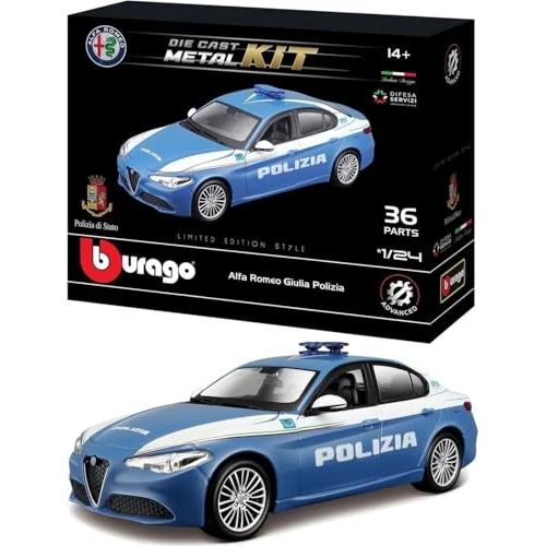 Begrenztes Angebot: Bburago - Modellbausatz Giulia Polizia - Realistisches Automodell im Maßstab 1:24, Offizieller Polizeischein und Alfa Romeo, Altersempfehlung ab 14 Jahren von 21.98 EUR auf 21.98 EUR (Rabatt 0%)