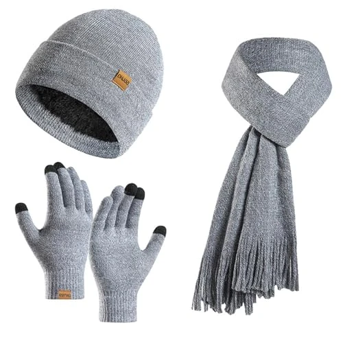 Limited offer: 3PCS Winter Warm Hat Scarf Gloves Set for Women Men Knit Fleece Touchscreen Gloves Beanie Hat Ski Cap from 19.95 EUR to 11.96 EUR (save 40%)