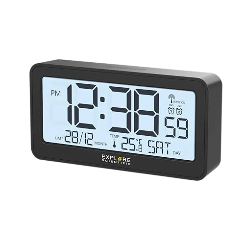 Explore Scientific, Radio Alarm Clock LED Clock Black