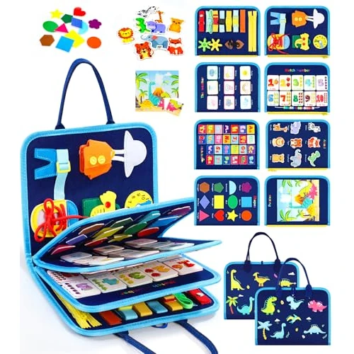 Offre limitee: Gontence Busy Board pour Enfants | Busy Board Montessori Jouets pour 2 3 4 5 Ans - Jouets Éducatifs Tout-Petit Voyage - Dinosaure Cadeaux pour Garçon Filles de 15.99 EUR a 14.97 EUR (economie 6%)