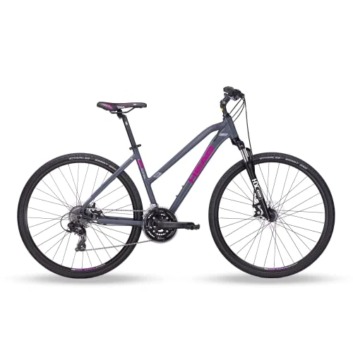 HEAD Bicicleta de Cross I-Peak 1.0 Joy para Mujer, Color Gris Mate y Rosa, 50