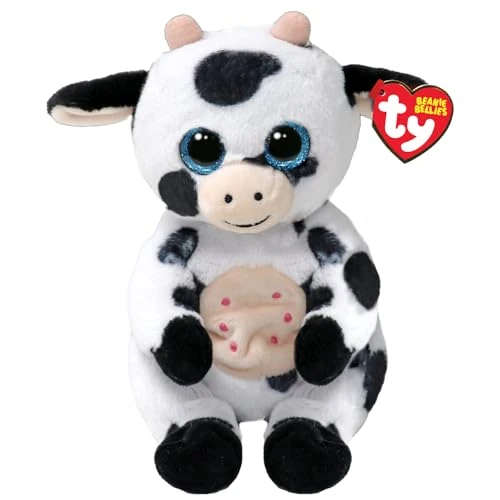Offerta a tempo: Ty Beanie Bellies - Herdly la Mucca con gli Occhioni Azzurri Glitter, gli Animaletti di Peluche con il Pancino Morbido Originali Ty - 20 Cm - T41287 - 12% da 7.99 € a 7.03 €