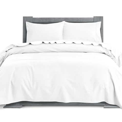 Offerta a tempo: Elegant Comfort Set di lenzuola in 100% flanella di cotone turco, morbide, 4 pezzi, lenzuolo con angoli profondi, ultra morbide, calde e anti-pelucchi, per letto king, colore: bianco - 0.00% da 14.92 € a 14.92 €
