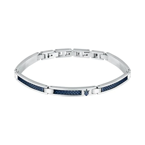 Maserati Bracciale Uomo in Acciaio, IP Blu, Collezione Iconic - JM523AVD33