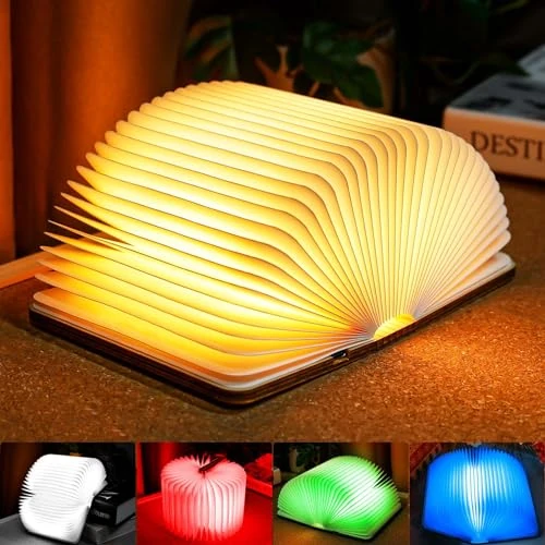 TRUMPETS RGB Folding LED Book Lamp, 2500 mAh USB Rechargeable Ambient Lamps, Ideal for Home and Bedroom Night Decoration, Birthday Gift (Warm White | 12 x 9 cm) (12 cm | RGB)
