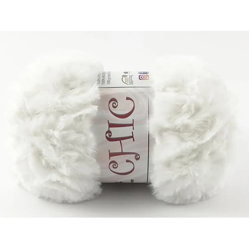 Laine fourrure Chic, 100 g en différentes couleurs, 100 % fausse fourrure synthétique (blanc - 01)
