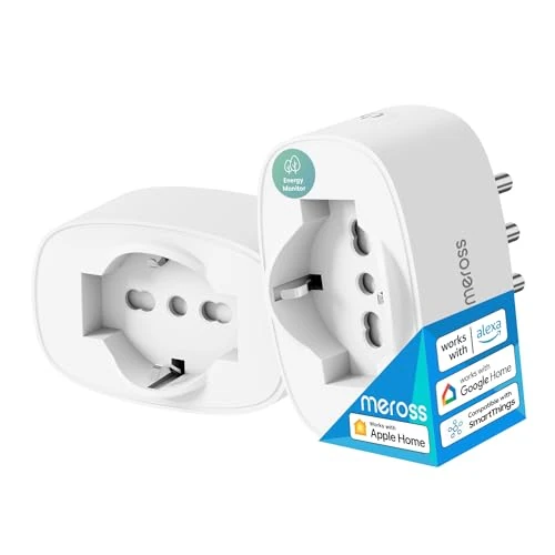 Meross Italiaans wifi-stopcontact, smart stopcontact met energiemonitor, intelligent stopcontact, compatibel met Apple HomeKit, Alexa en Google Home, timerfunctie, afstandsbediening, 3840W, 16A,