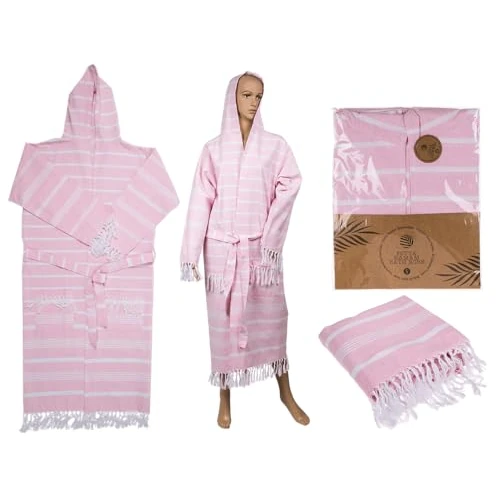 Offerta a tempo: Out of the blue Accappatoio Fouta Hamam rosa/bianco, taglia S, 80% cotone e 20% poliestere - 0.00% da 17.97 € a 17.97 €
