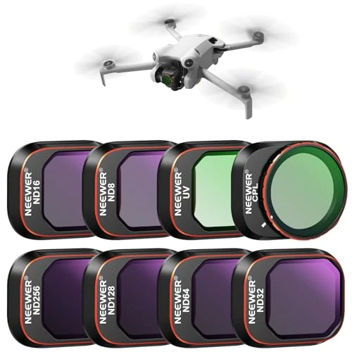 Offre limitée : NEEWER Lot de 8 filtres ND et CPL compatibles avec DJI Mini 4 Pro, UV, CPL, ND8, ND16, ND32, ND64, ND128, ND256, Filtre polarisant, Accessoires d'objectif de Drone à densité Neutre, Multi-Couches de 55.99 € à 49.99 € (11% de remise)