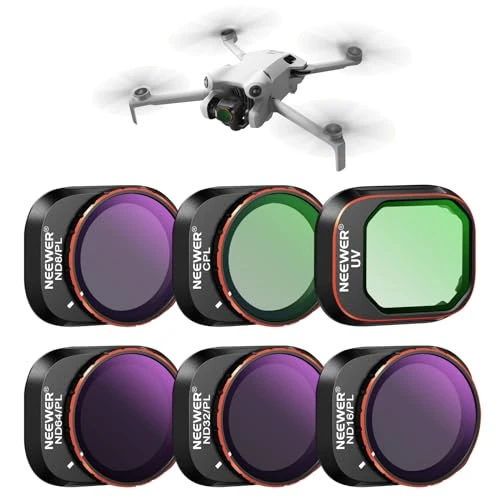 Oferta limitada: NEEWER ND/PL Filtro Set Compatible con dji Mini 4 Pro, 6 Pack UV CPL ND8/PL ND16/PL ND32/PL ND64/PL Polarizador Neutral Densidad Drone Lentes Accesorios, Multi Coated HD Optical Glass/Aluminum Frame de 57.49 € a 46.99 € (ahorro 18%)