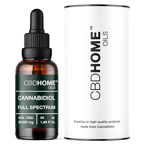 Offre limitee: CBD HOME Oils - Huile de CBD 40% - 50 ml - MAX - Base d'huile de coco (MCT) et huile de graines de chanvre biologique - Omega 3-6-9 - Cannabidiol certifié 20.000 mg - Fabriqué en UE de 59.99 EUR a 50.99 EUR (economie 15%)