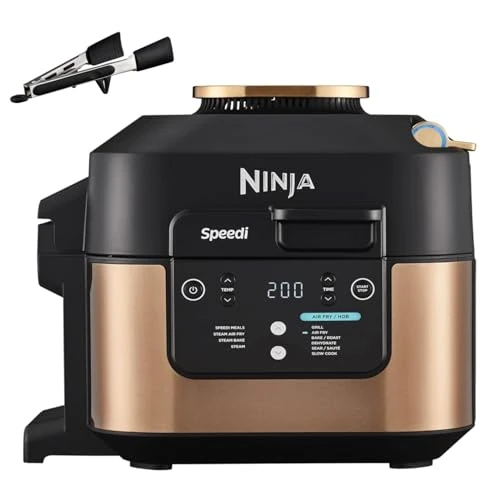 Offerta a tempo: Ninja Speedi Pentola Elettrica Rapida 10 in 1, Friggitrice ad Aria, 5,7 l, Pasti per 4 in 15 Minuti, Frittura ad Aria e Cottura al Vapore, Nero/Rame, ON400EUCP - 15% da 187.18 € a 159.99 €