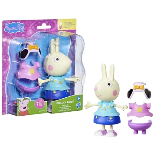 Offerta a tempo: Hasbro Peppa Pig, Rebecca Coniglio, Bambola per Bambini e Bambine da Vestire, Action Figure da 15 cm, Ottima Idea Regalo, Include 6 Accessori per il Giorno e la Notte - 48% da 11.99 € a 6.23 €
