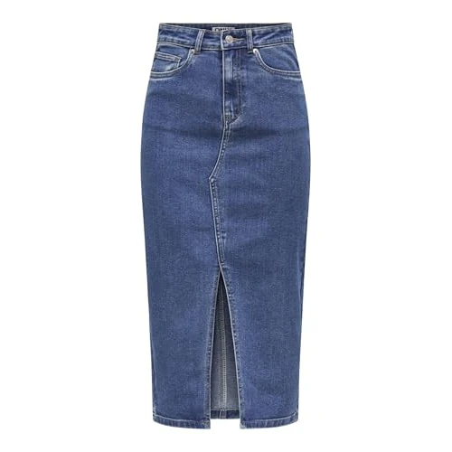 Only Onlsiri Front Slit Skirt Dnm Gua Noos Falda, Azul, S para Mujer
