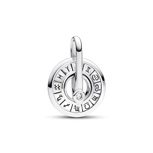 Pandora ME Zodiac wheel sterling silver medallion with clear cubic zirconia