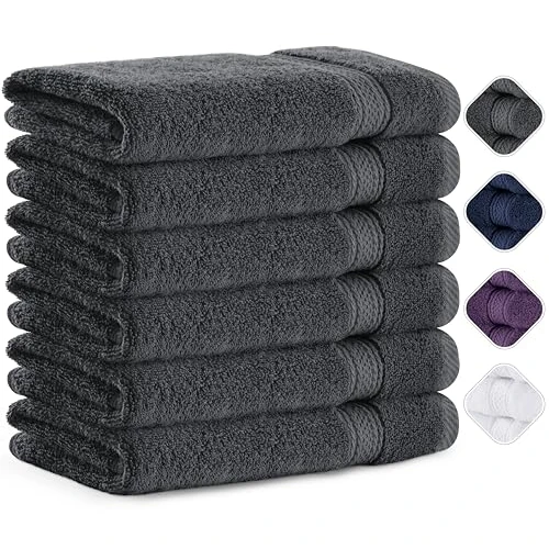 Offerta a tempo: Utopia Towels - Set di 6 (50 x 100 cm), Asciugamani Mani, Asciugamani Per Le Mani, Altamente Assorbenti Con Gancio, 100% Cotone (Grigio) - 10% da 26.59 € a 24.00 €