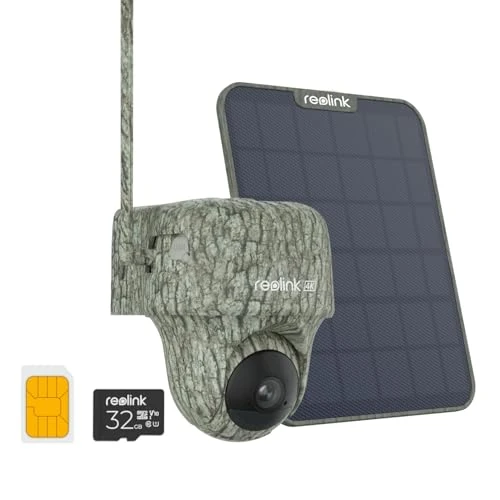 Offerta a tempo: Reolink 4K Telecamera 4G Sim da Esterno Senza Fili con Batteria, 360° PTZ Fototrappola Infrarossi Invisibili, Audio a 2 Vie, Riconoscimento degli Animali, Accesso Remoto, Go Ranger PT+Pannello Solare - 13% da 259.99 € a 224.99 €