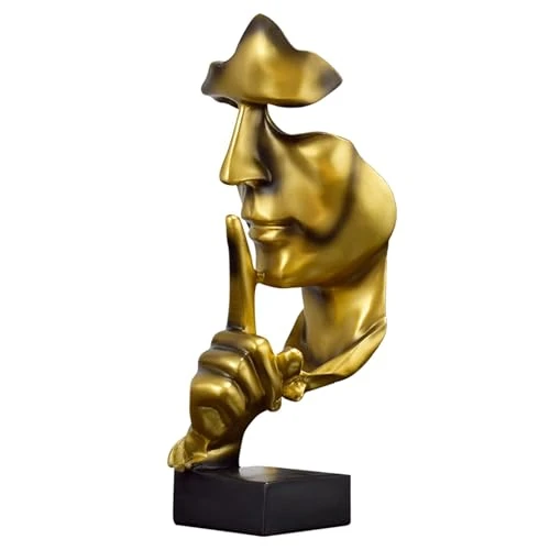 Begrenztes Angebot: Schweigen ist Gold Statue，Büro Regal Tischdekoration Abstrakte Kunst Statue Home Ornament Kreative Kunstharz Skulptur (Golden) von 21.59 EUR auf 21.59 EUR (Rabatt 0%)