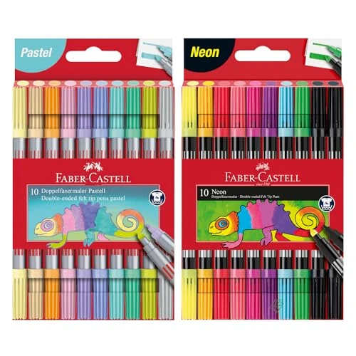 Tijdelijke aanbieding: FABER-CASTELL 205098 - Viltstiften set pastel en neon, 20 dubbele viltstiften voor kinderen en volwassenen van 9.99 € naar 9.99 € (0.00% korting)