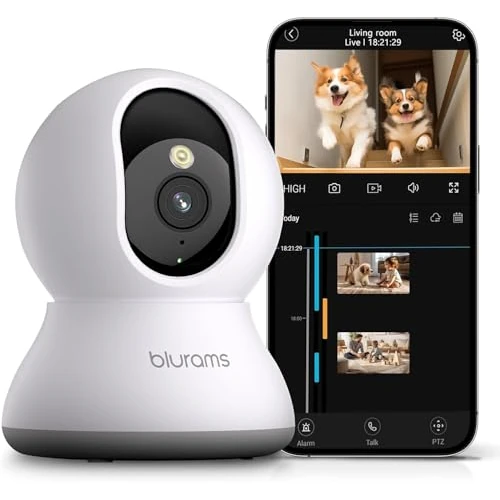 Offerta a tempo: blurams Telecamera Wi-Fi Interno,2K Videocamera Sorveglianza,Rotazione a 360°,Visione Notturna, Rilevamento di movimento/suono AI, Archiviazione Cloud O Locale, 5G/2.4G (Bianco–2K) - 50% da 39.99 € a 19.99 €