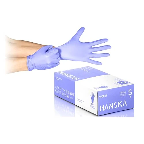 Offerta a tempo: HANSKA 100 Guanti Monouso Nitrile Viola - Senza Polvere - Usa e Getta- Ambidestri - Non Sterili - Base di Gomma - Adatti per Ambiti Medici, Manipolazione degli Alimenti (100, S) - 0.00% da 7.38 € a 7.38 €