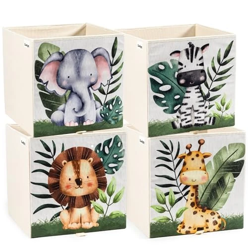 Oferta limitowana: Gadgy Aufbewahrungsbox Kinder - Aufbewahrungsbox Kinderzimmer 4er Set - Kompatibel mit Kallax Boxen Kinder - Aufbewahrungsboxen Kinder faltbar 33x33x33 cm - Boxen Kinderzimmer Aufbewahrung Tiermotiv z 139.79 zł na 149.00 zł (oszczędź -6