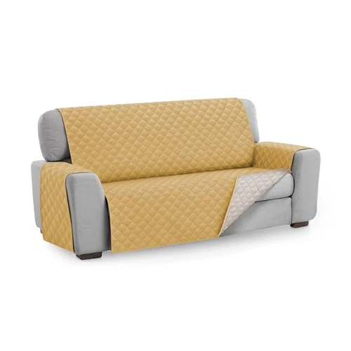 textil-home Sofa Cover MALU, Size 4 Seater -REVERSIBLE - Quilted slipcover Protector. Colour Mustard