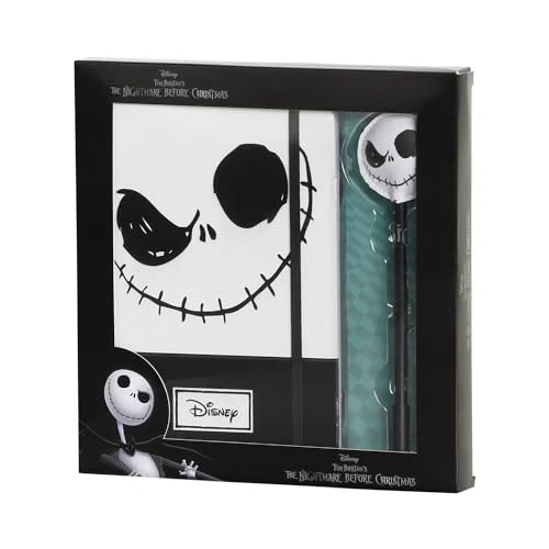 Disney Pesadilla Antes de Navidad Face-Caja Regalo con Diario y Bolígrafo Fashion, Negro, 22,4 x 23,2 cm