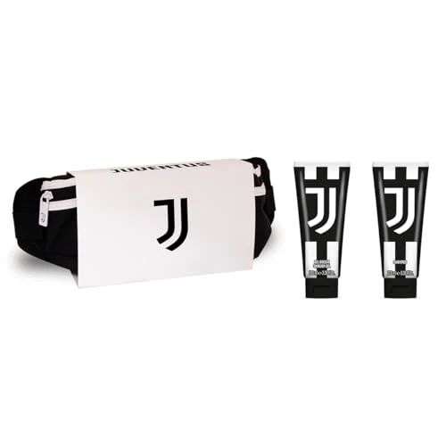 Naturaverde JUVENTUS Gift Set 2023 "saszetka nerkowa", pudełko upominkowe z szamponem 100 ml, żel pod prysznic 100 ml i saszetka z logo Juventus