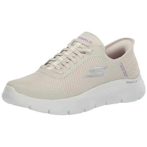 Skechers, Grand Entry, Zapatillas sin Cordones para Mujer Go Walk Flex, Blanco Sucio, 38 Narrow