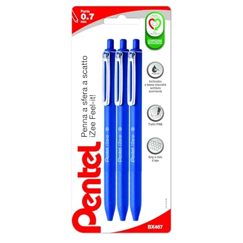 Offerta a tempo: Pentel BX467 Izee penna a sfera a scatto 0,7 mm blu, 3 pezzi - 0.00% da 3.30 € a 3.30 €