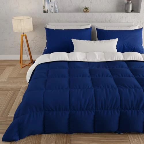Offerta a tempo: PETTI Artigiani Italiani - Trapunta Una Piazza e Mezza Invernale, Piumone Una Piazza e Mezza, Tinta Unita Double Face Blu Notte Bianco 100% Made in Italy - 18% da 54.90 € a 44.90 €