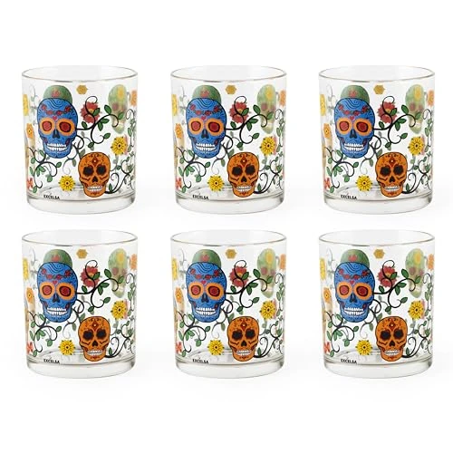 Offerta a tempo: Excelsa Calavera Set 6 Bicchieri, Vetro, Capacità 250 Ml. - 0.00% da 24.10 € a 24.10 €