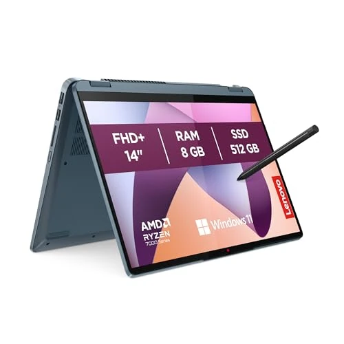 Lenovo IdeaPad Flex 5 14-inch WUXGA Touchscreen Laptop - (AMD Ryzen 7 5700U, 8GB RAM, 512GB SSD, Windows 11 Home, WiFi 6) - Stone Blue, Amazon Exclusive